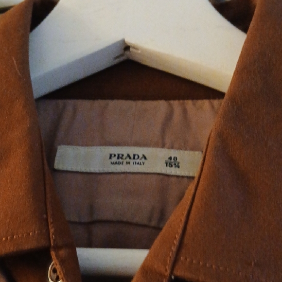 Prada Men's Two-Tone Brown Button-Down Shirt - Picture 3 of 6